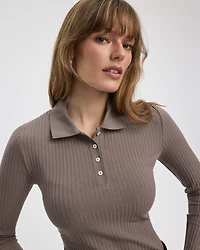 Long-Sleeve Polo Sweater