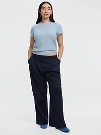 Linen-Blend Straight-Leg High-Rise Pant - Curvy Fit