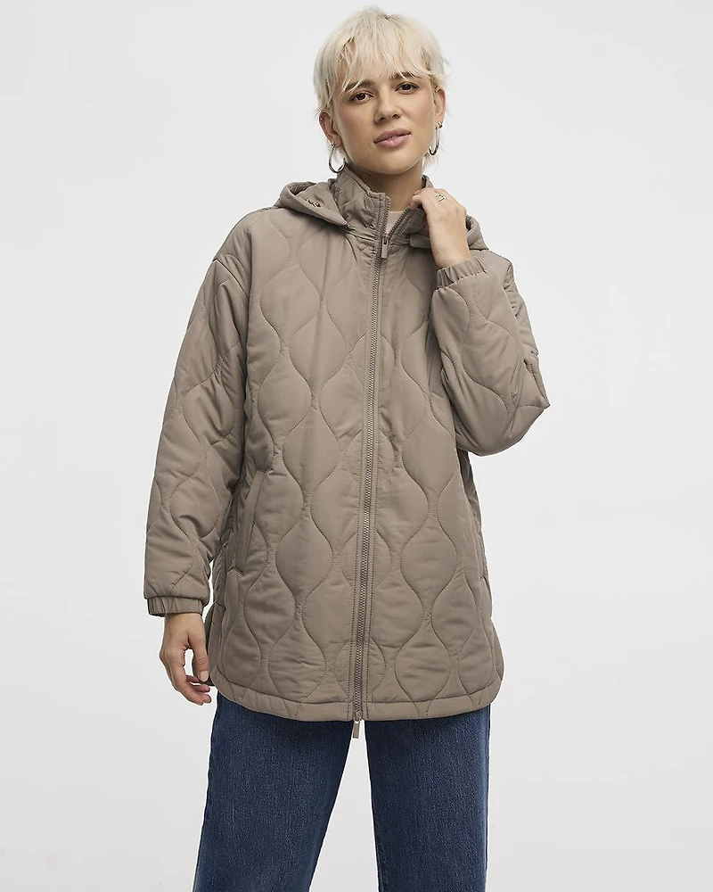 Quilted Jacket with Removable Hood
