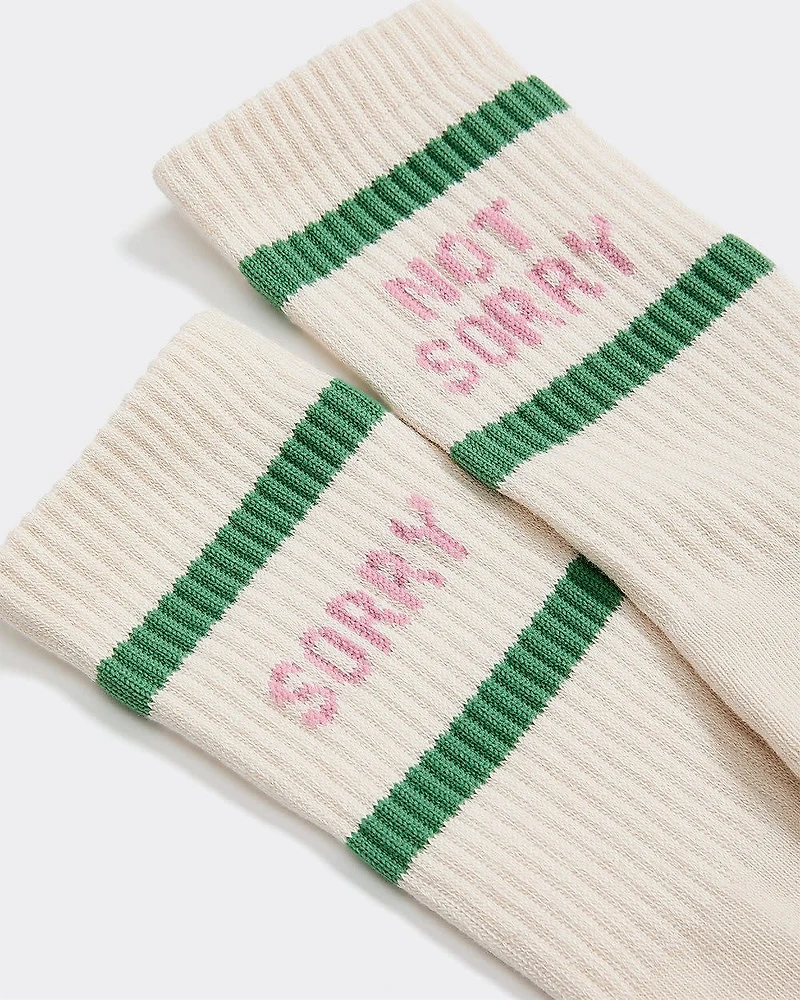 Ribbed Socks with Quote at Hem