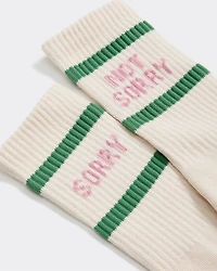 Ribbed Socks with Quote at Hem