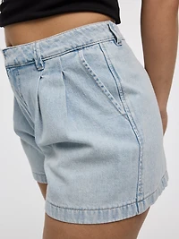 Short à plis en denim