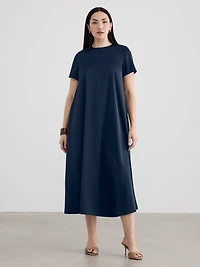 Robe maxi évasée à manches courtes