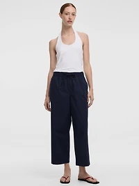 Wide-Leg High-Rise Cropped Poplin Pant