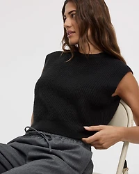 Veste en tricot sans manches à col rond