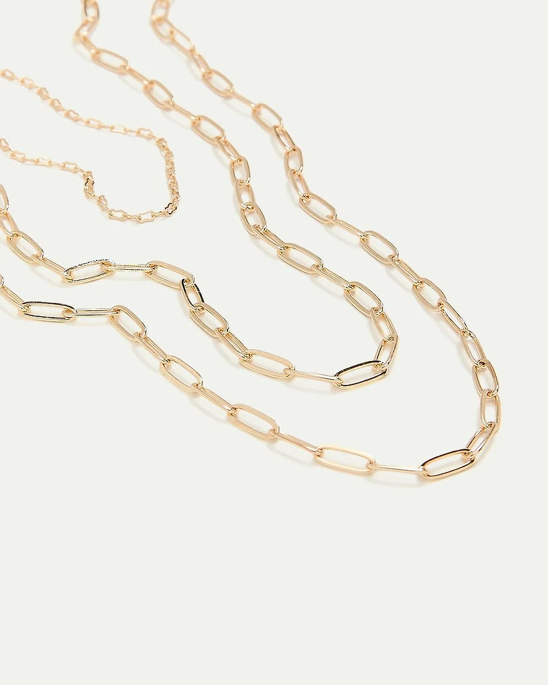 Long Necklace with Paperclip Chains