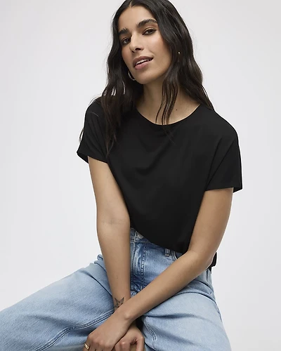 T-shirt à  manches courtes dolman et col bateau