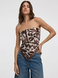 Square Scarf with Foliage Pattern