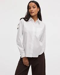 Long-Sleeve Poplin Shirt with Chest Pocket