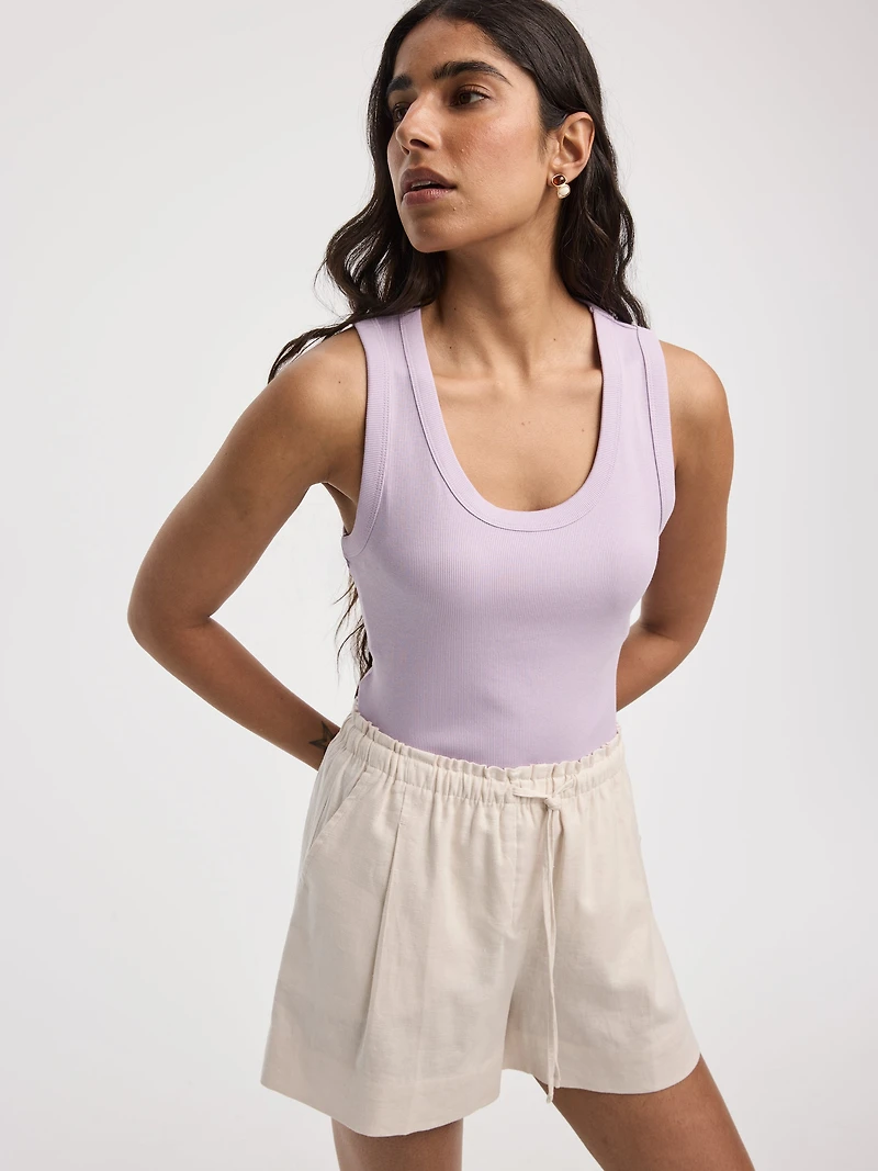 Scoop-Neck Ribbed Tank