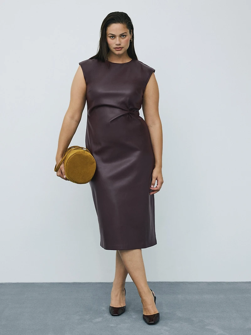 Faux Leather Midi Dress