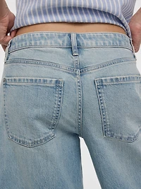 Jean capri à jambe large et taille mi-haute