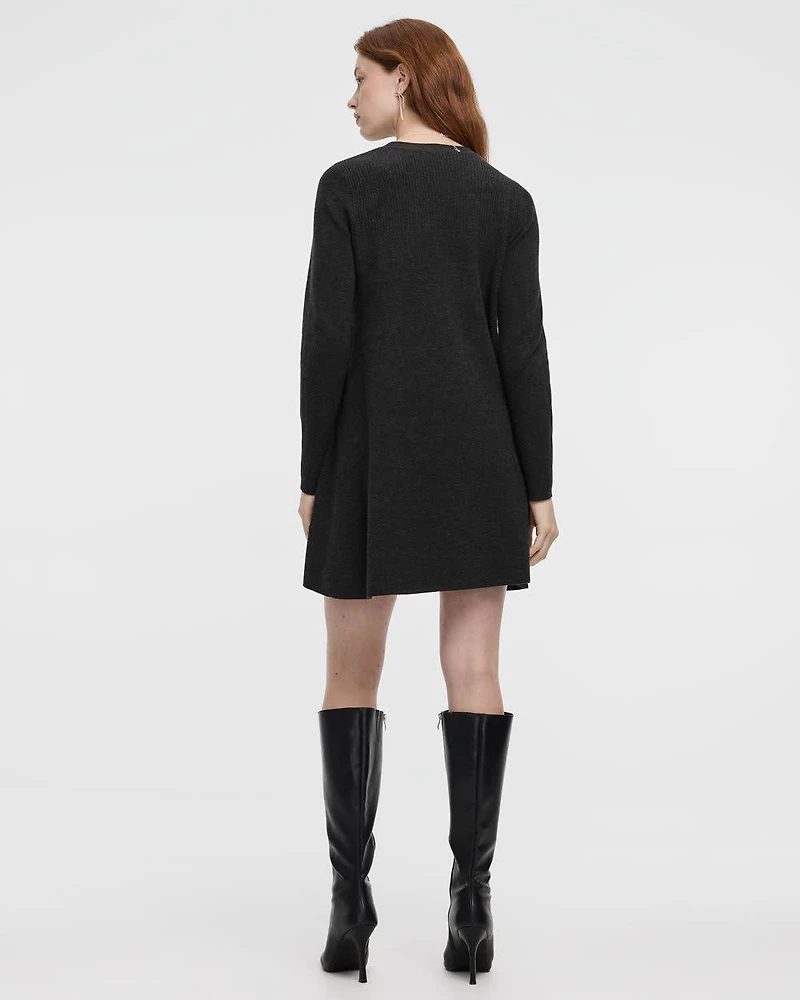 Long-Sleeve Crew-Neck Swing Sweater Dress