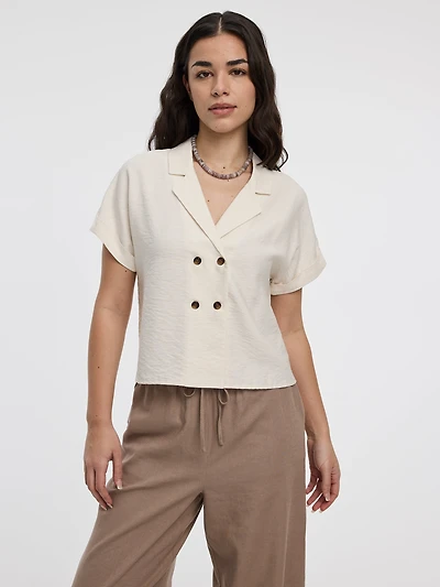 Chemise satinée à manches courtes