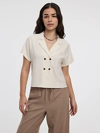 Chemise satinée à manches courtes