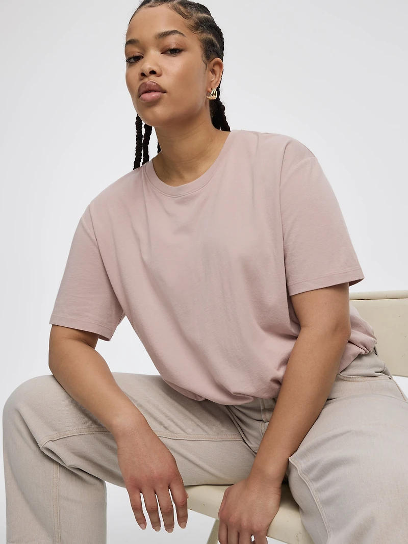 T-shirt à col rond avec ourlet bouffant