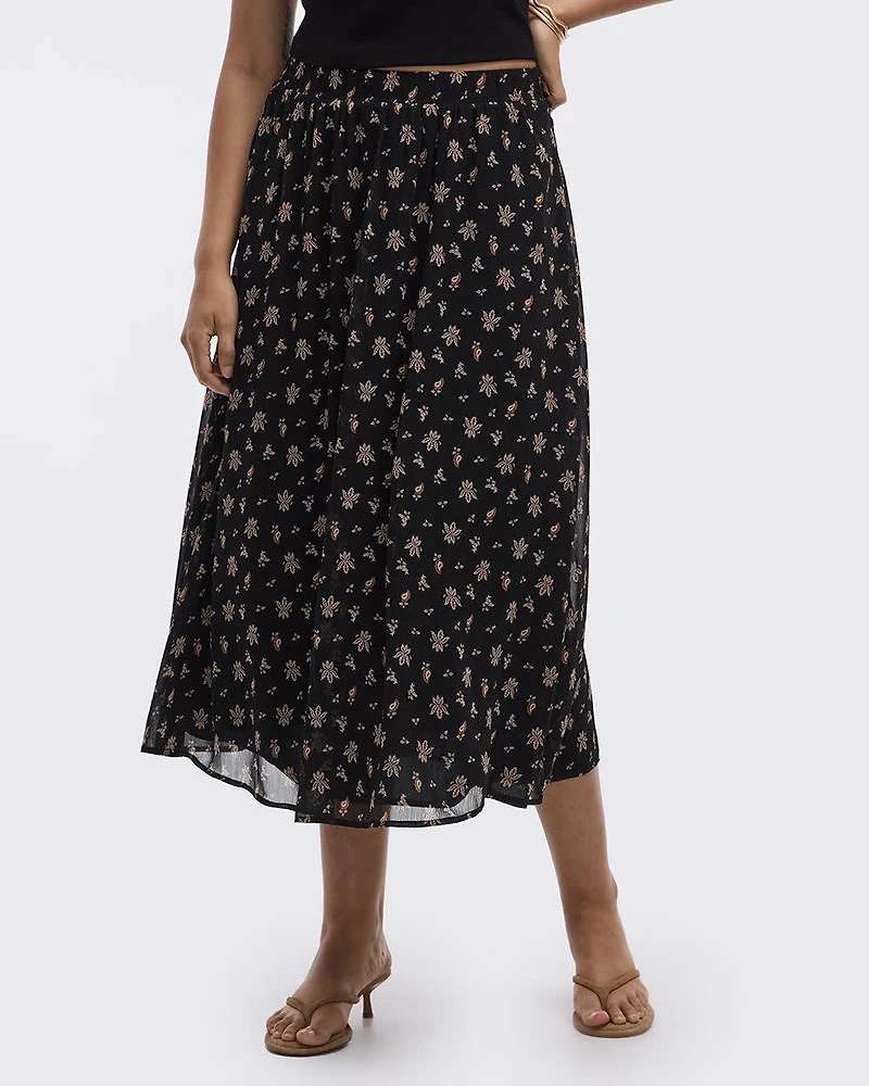 Pleated-Chiffon Midi Skirt