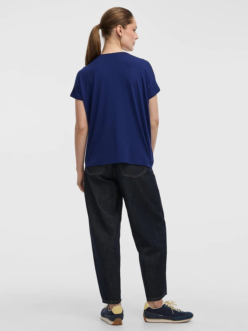 Short-Dolman-Sleeve Boat-Neck T-Shirt