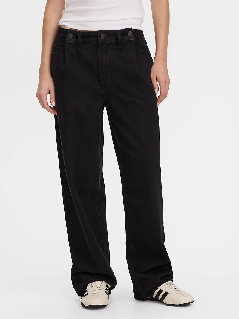 Jean ample à taille mi-haute