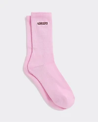 Ribbed Socks with Word at Hem