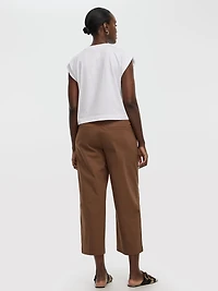 Wide-Leg High-Rise Cropped Poplin Pant