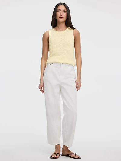 White High-Rise Barrel Jeans