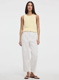 White High-Rise Barrel Jeans