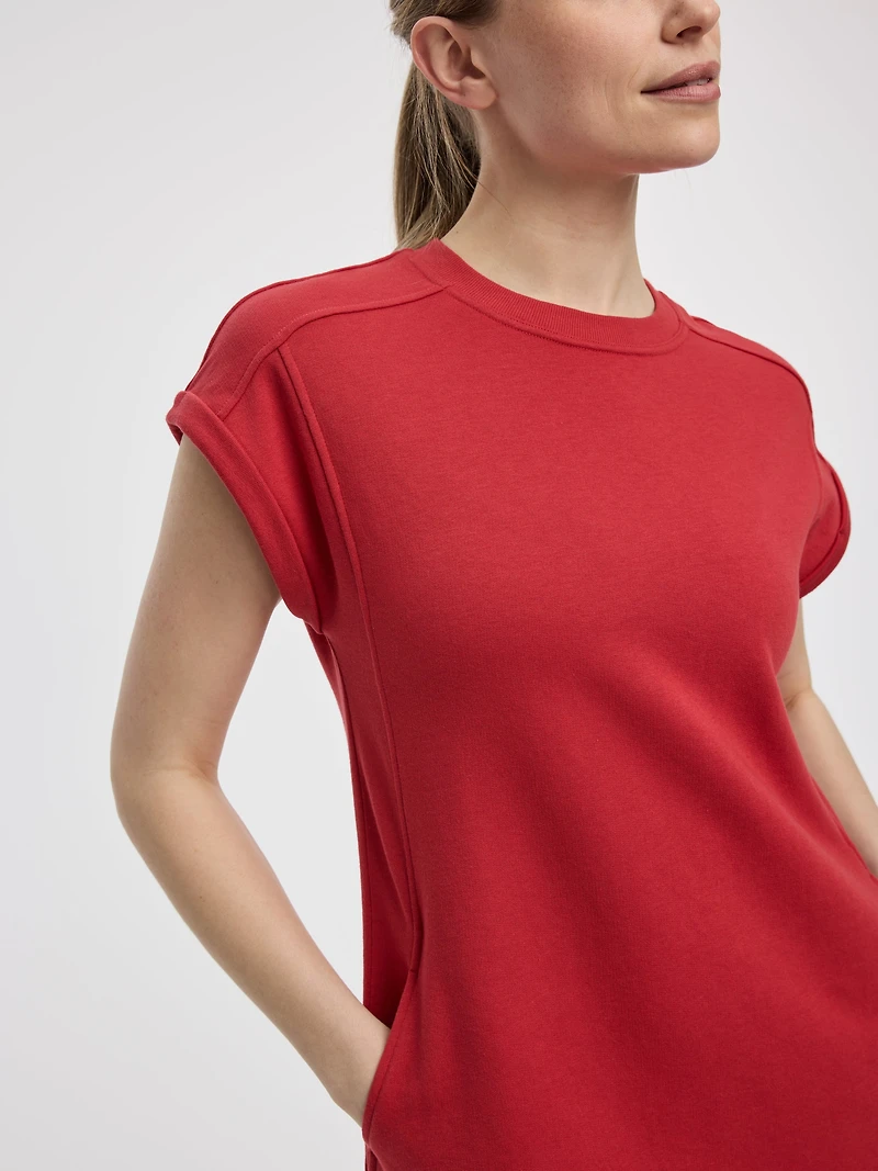 Robe en French Terry à col rond avec poches