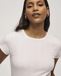 T-shirt ajusté et côtelé à col rond