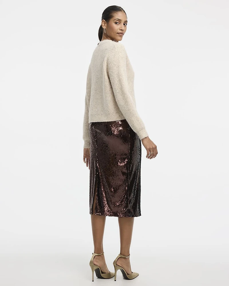 Long-Sleeve V-Neck Loose Cardigan