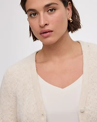 Long-Sleeve V-Neck Fancy-Stitch Cardigan