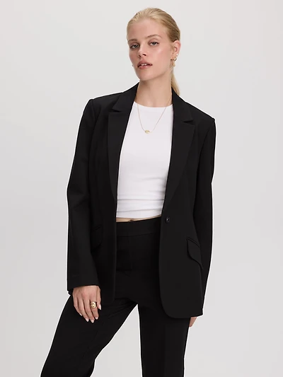 Fitted One-Button Knit Blazer - The Modern Stretch (R)