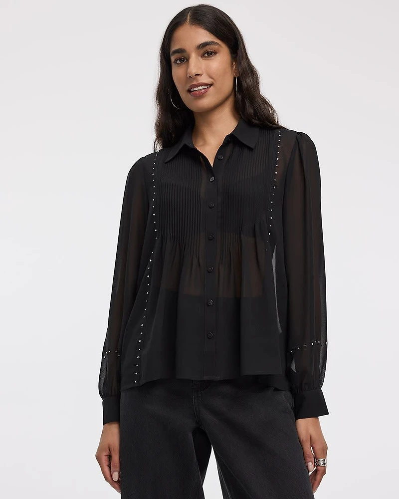 Long-Sleeve Shirt with Studs