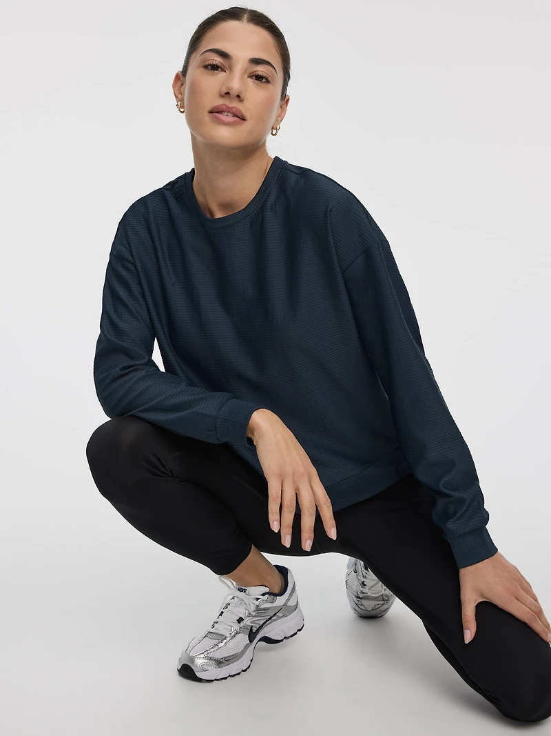 Crew-Neck Sweatshirt with Side Zippers - Hyba