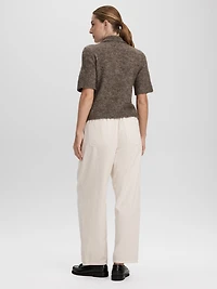 Pantalon en velours côtelé à taille haute et jambe ballon