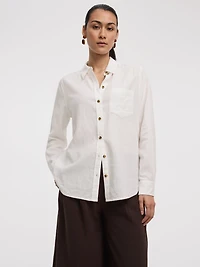 Long-Sleeve Linen-Blend Shirt