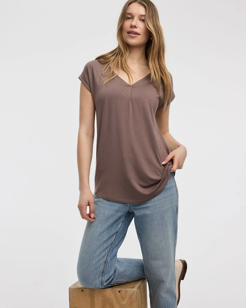 Extended-Sleeve V-Neck Tunic