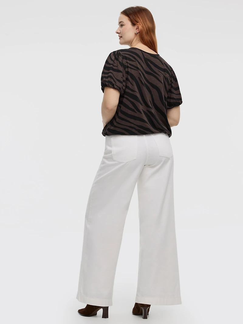 Haut à manches courtes ballon et col rond