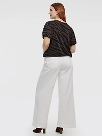 Haut à manches courtes ballon et col rond