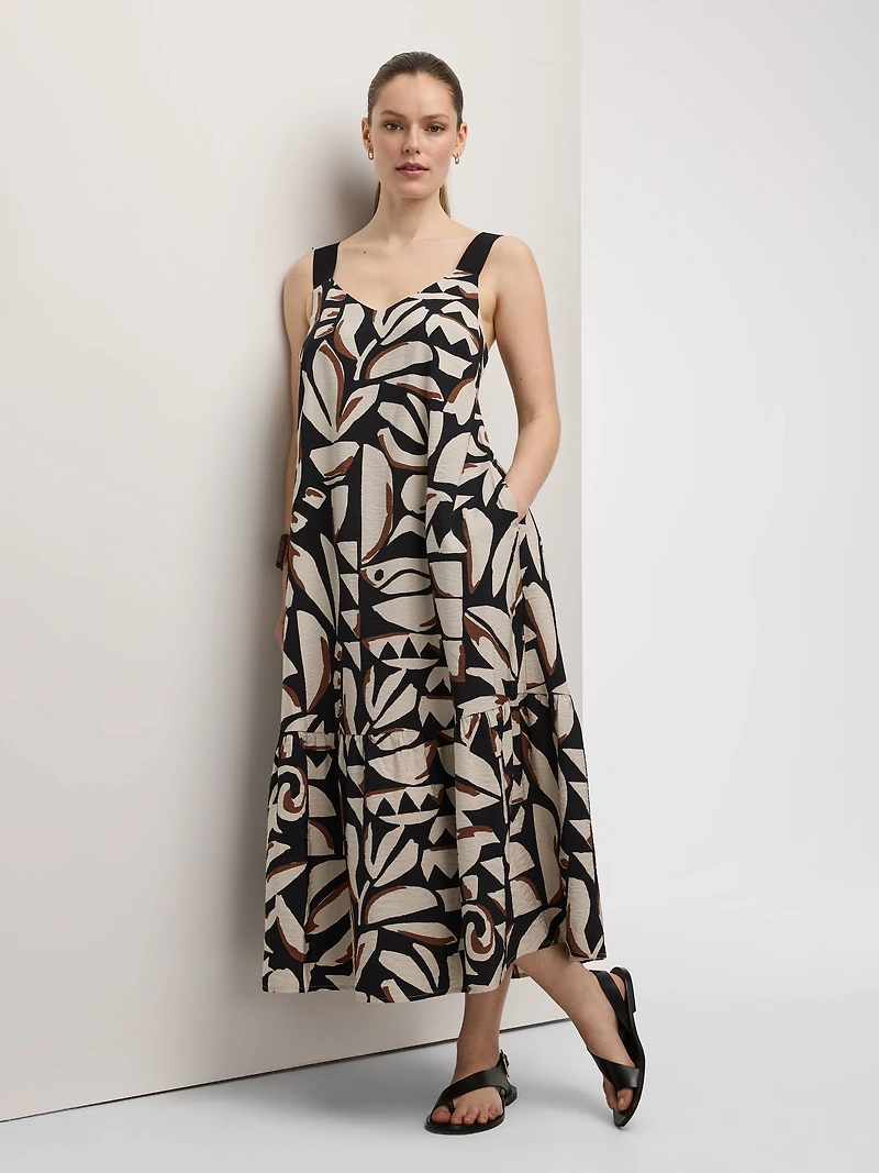 Sleeveless Maxi Dress with Contrast Straps