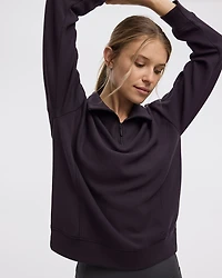 Long-Sleeve Sweater with Half-Zip Mock Neckline - Hyba
