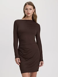 Long-Sleeve Bodycon Mini Dress with Side Shirrings