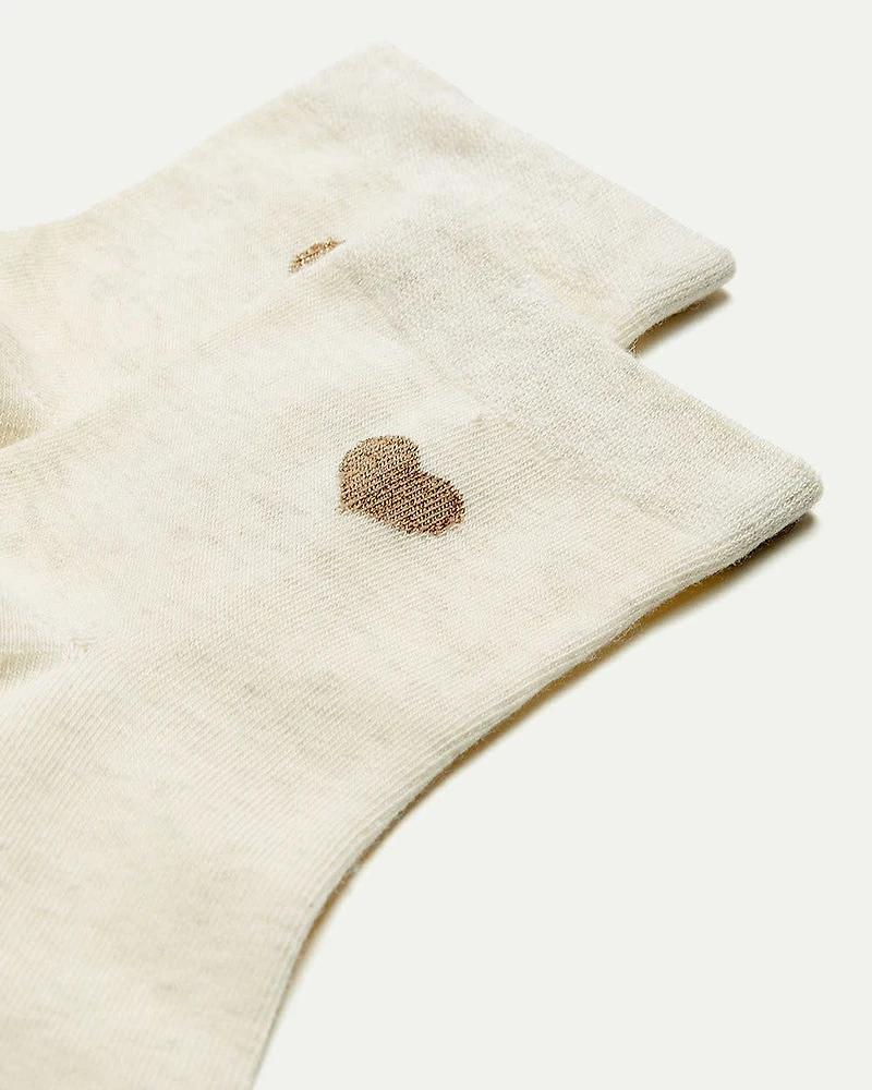 Cotton Crew Socks with Heart