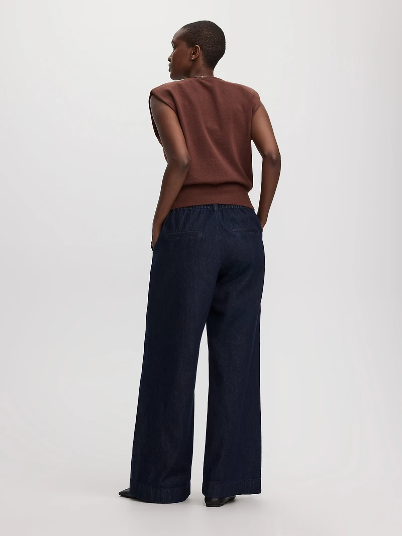 Veste en tricot sans manches à col rond
