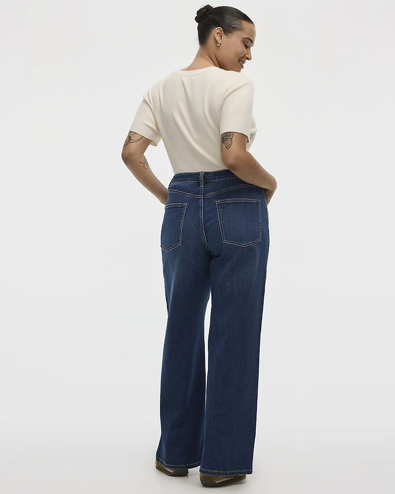 Jean à jambe large et taille mi-haute