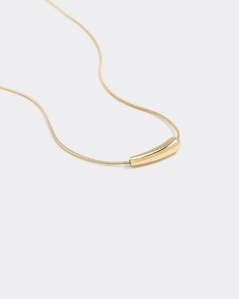 Stainless Steel Short Necklace with Tube Pendant