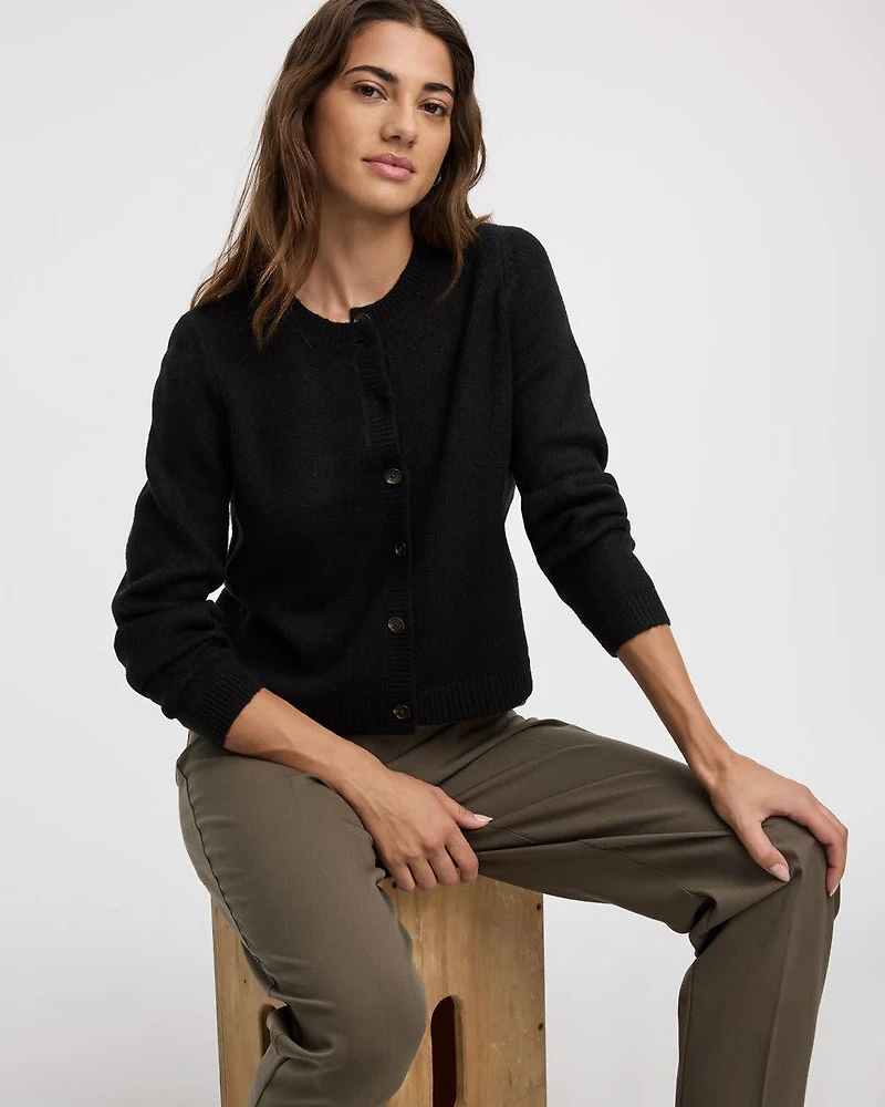 Long-Sleeve Crew-Neck PlushSoft Cardigan