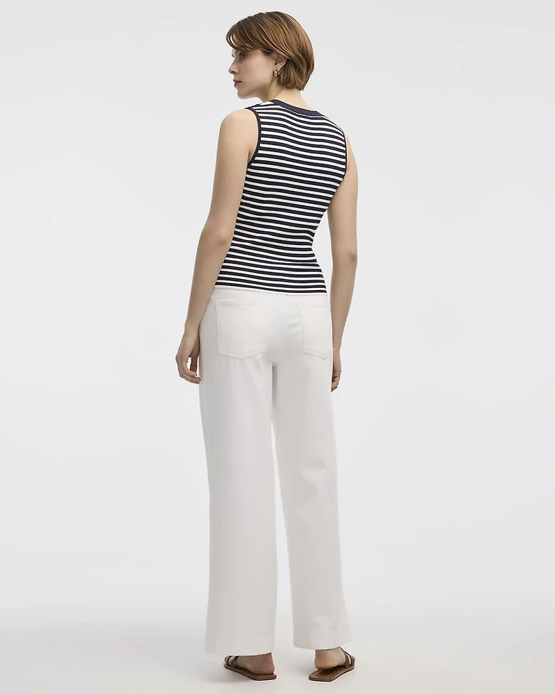 Striped V-Neck Ribbed Tank