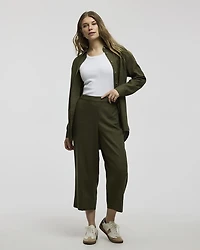 Cropped Wide-Leg Linen-Blend Pant