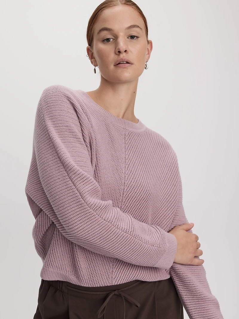 Long-Dolman-Sleeve Crew-Neck Pullover